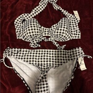 White House Black Market Black and White Gingham Bikini